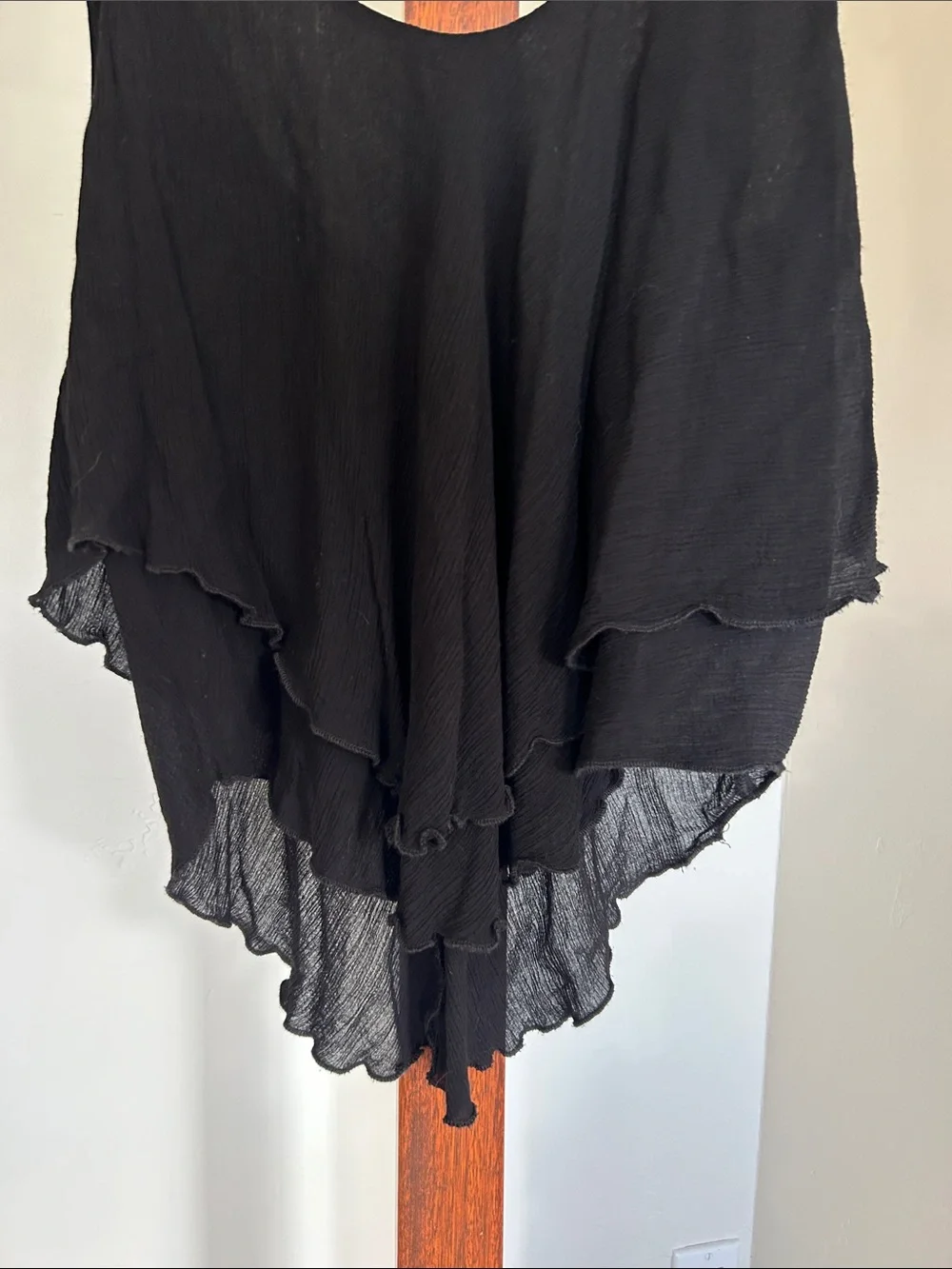 Free People Black layered scoop neck flowy,Top boho-style silhouette Size S